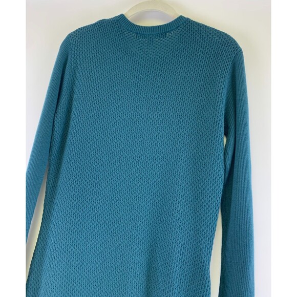 Title Nine Woolicious Waffle Sweater Dress Long Sleeve Knee Teal Crew Neck Small - Picture 7 of 16